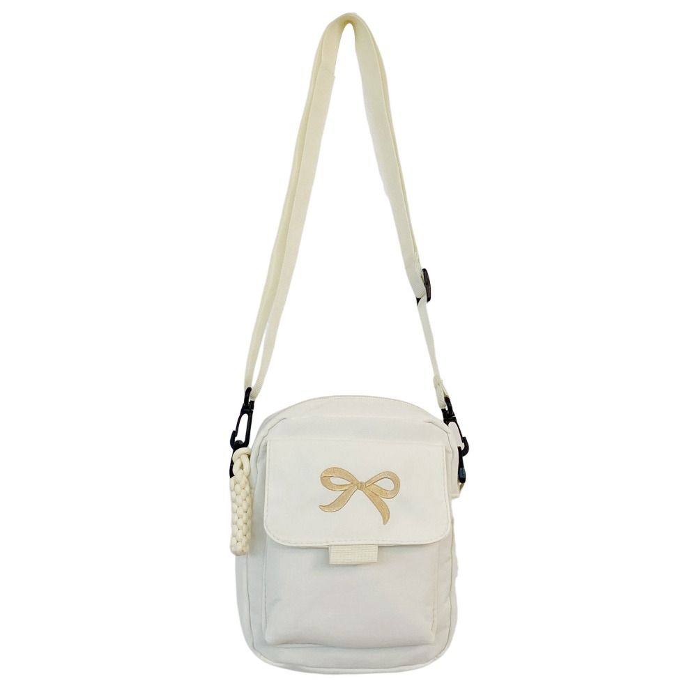Large Capacity Korean Style Cross Body Bag Canvas Single Shoulder Bag Bow Printed Bag  Girls