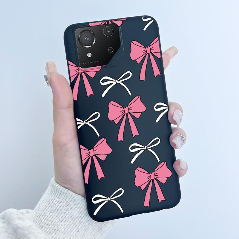 Custodia per Asus ROG Phone 8 Custodia per Telefono ROG 8 Pro Lusso Carino Coniglio Amore Divertente Nero Morbido TPU Silicone Cover Posteriore Protettiva