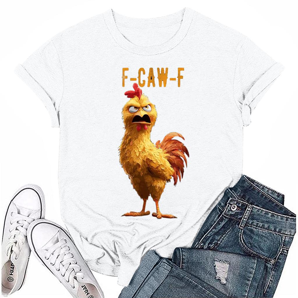Women's  Group 2D Printed Round Neck Short Sleeve Top