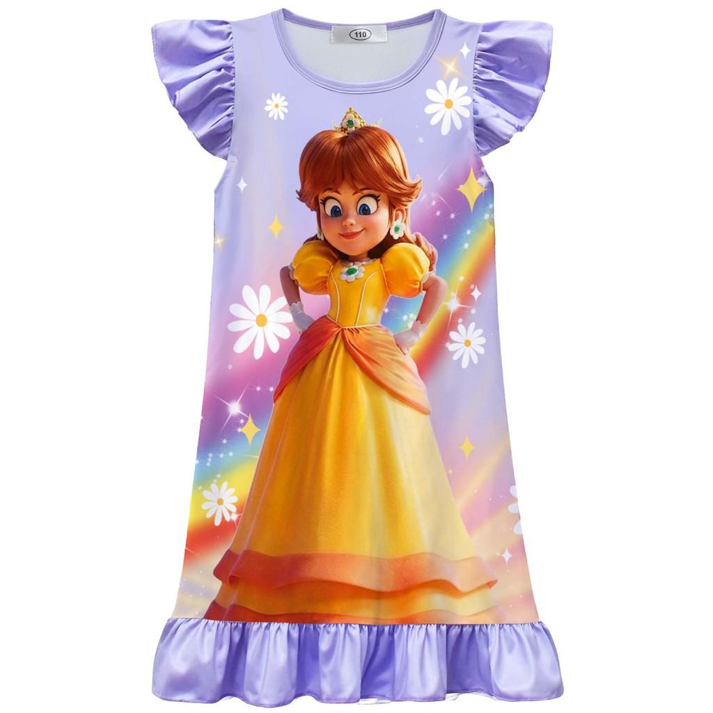82641 Kids Girls Princess Daisy Pleat Cartoon Dress 110cm фиолетовый