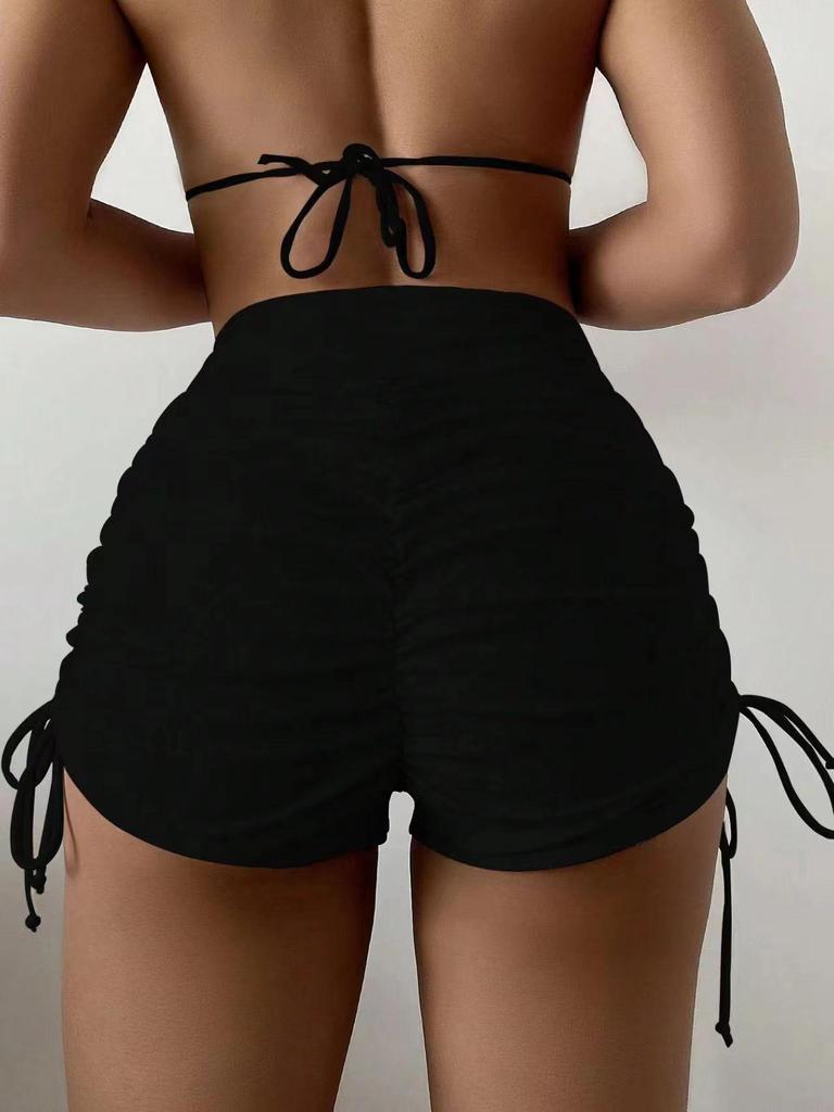 Women's High Waist Tummy Control Drawstring Bikini Bottoms - Butt Lifting, Anti-Exposure, In Stock