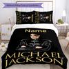 3pcs Custom Name Cartoon Michael Jackson Bedding Set Duvet Cover Closure Includes 1 Duvet Cover & 2 Pillowcases for All Seasons Bedroom Decor