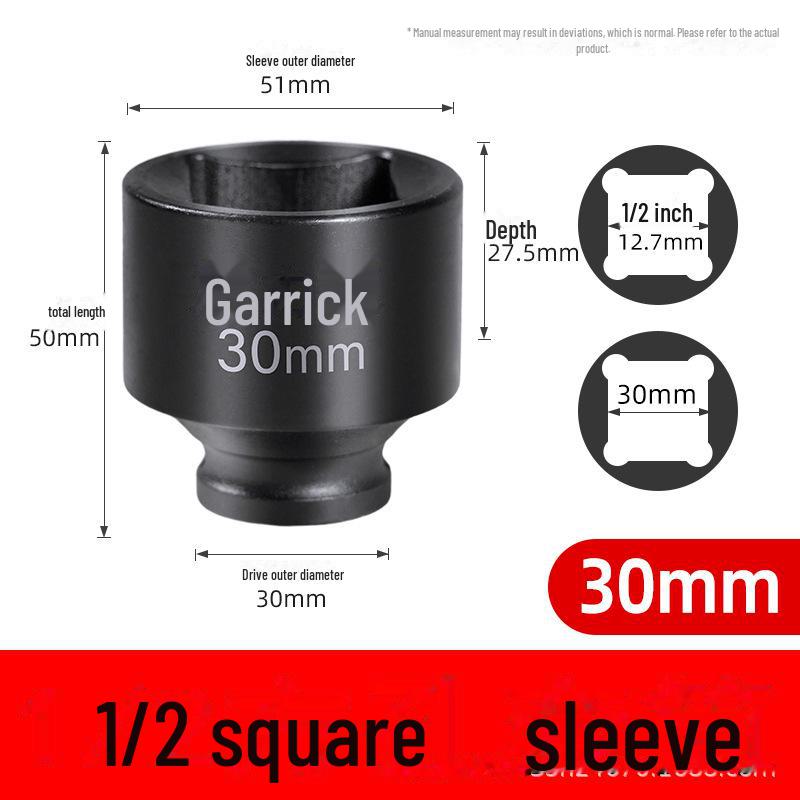 Viereckige Stecknusshülse mit Vierkantkopf, zwei äußere Vierkantlöcher, 22/24 Dafei, 12,5 mm, kleiner Luftkanonenschlüssel.