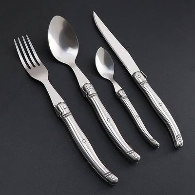 Jaswehome Stainless Steel Flatware Set Laguiole Decorated Dinner Knives Forks&Spoons Sets Western Dinnerware