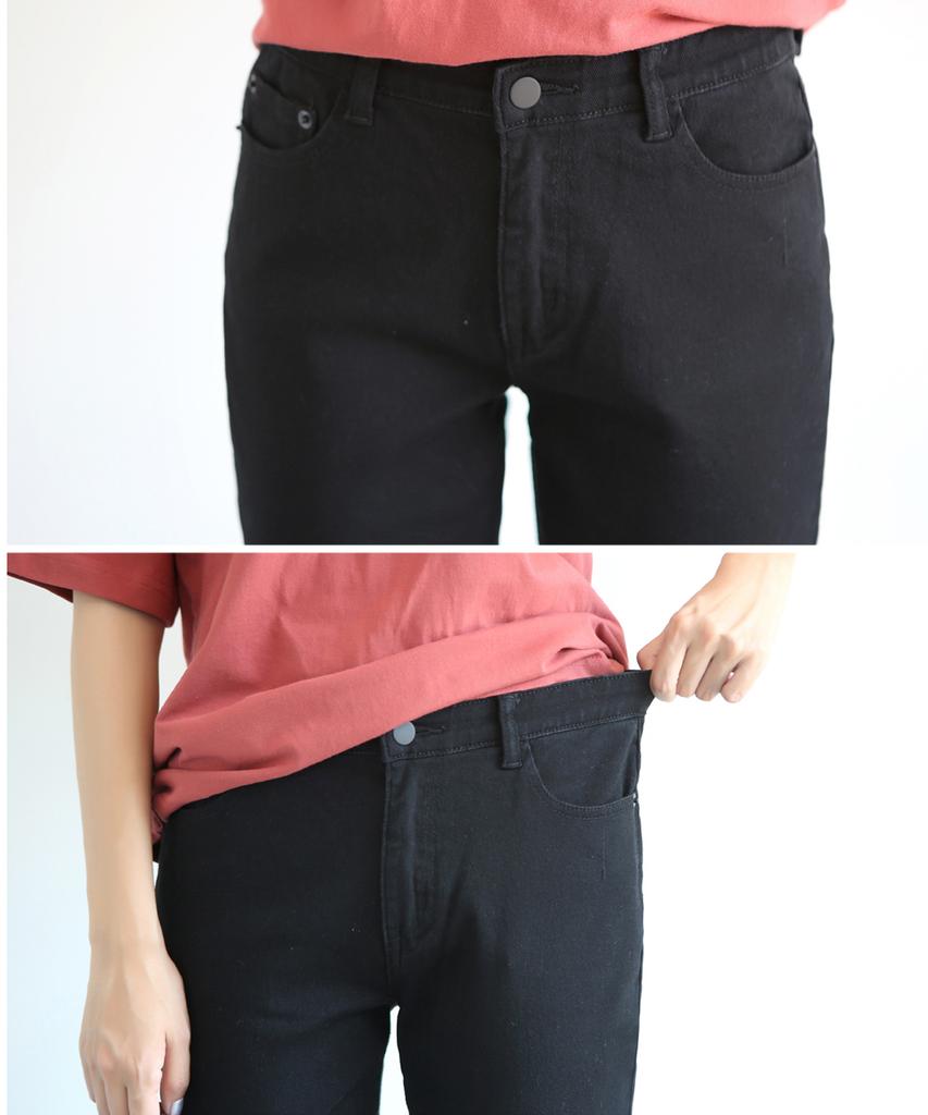 Ppaeppae Black Straight Pants With Inner Elastic Waist