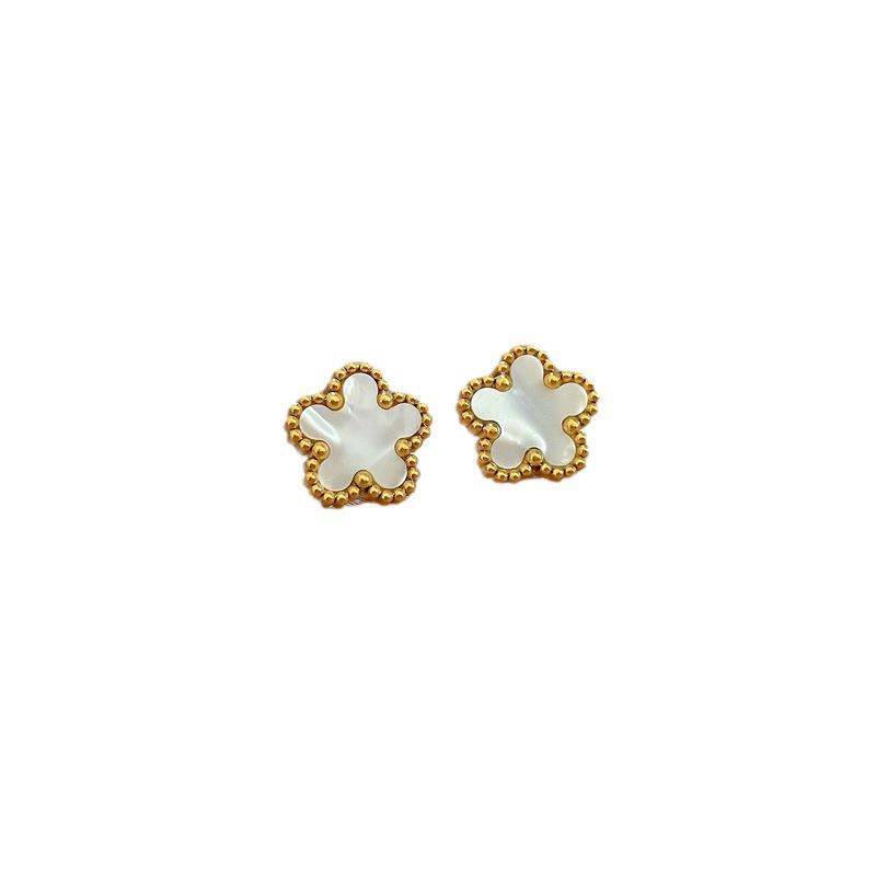 Shell Five-Leaf Flower Minimalist Stud Earrings Cold Men'S And Women'S Earrings Personality Temperament Banquet Earrings