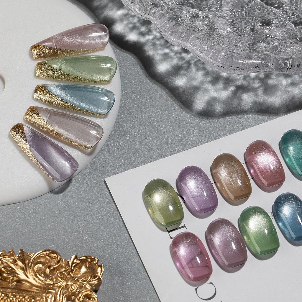 HONEY GIRL Ceramic Cat Eye Gel Polish Set: 12 Sparkling Colors for Bright, Popular Cat Eye Nails.