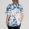 Women's Casual  Print Short Sleeve Sloping Collar Workwear Top With Double Pockets