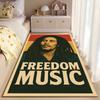 Reggae Music Area Rug, Bob Marley Freedom Music Rasta Style Print, Music Lover Home Decor, Non-Slip Floor Carpet