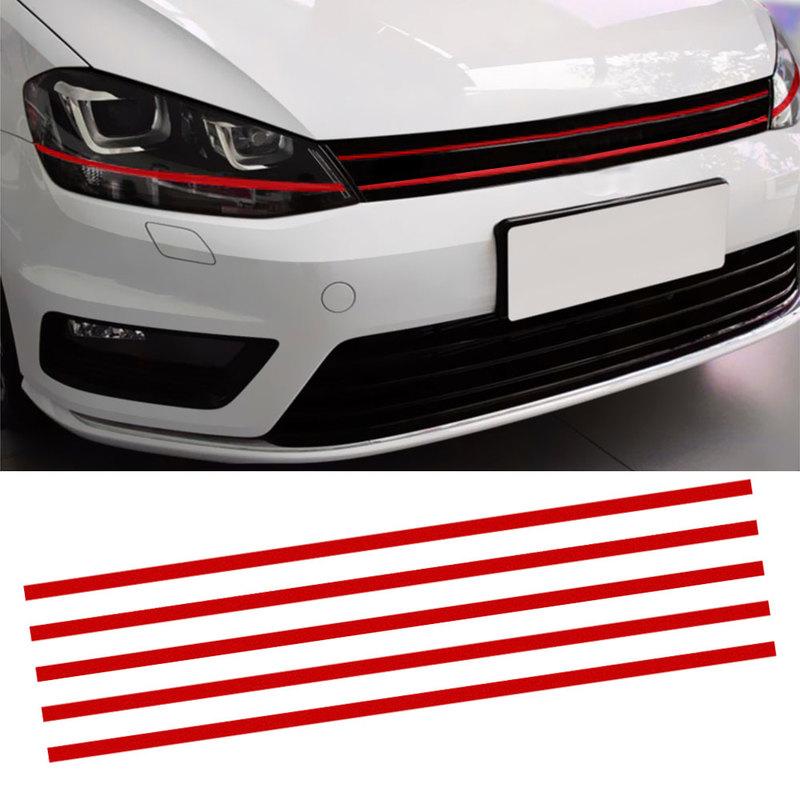 

5Pc Reflective Strips Car Sticker Auto Front Hood Grille Mouldings Red Waterproof Car Decor Accessories Exterior Parts Universal красный