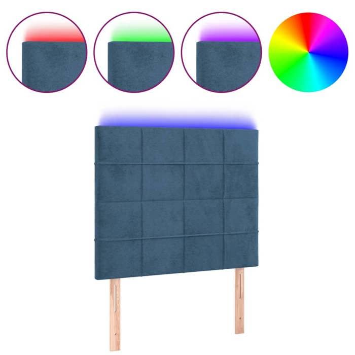 VidaXL Tête de Lit à LED Meuble de Chambre à Coucher Accessoire de Lit Simple Tête de Cadre de Lit Intérieur Bleu Foncé 3122464