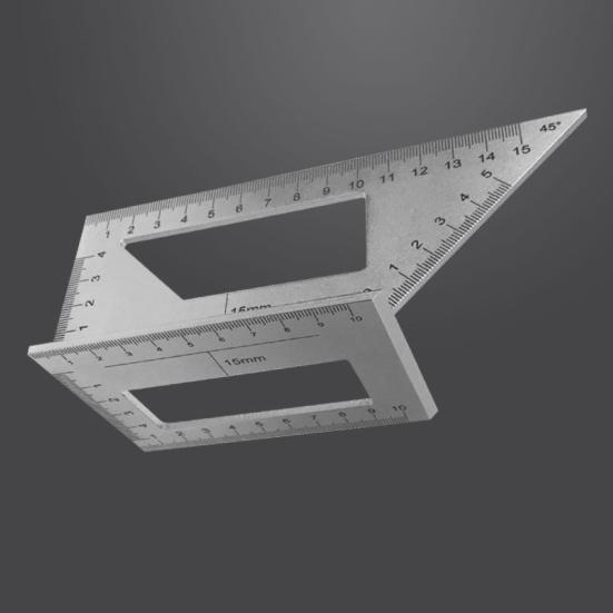 Riglă de unghi pătrată multifuncțională de 45/90 de grade Instrument de măsurare pentru prelucrarea lemnului