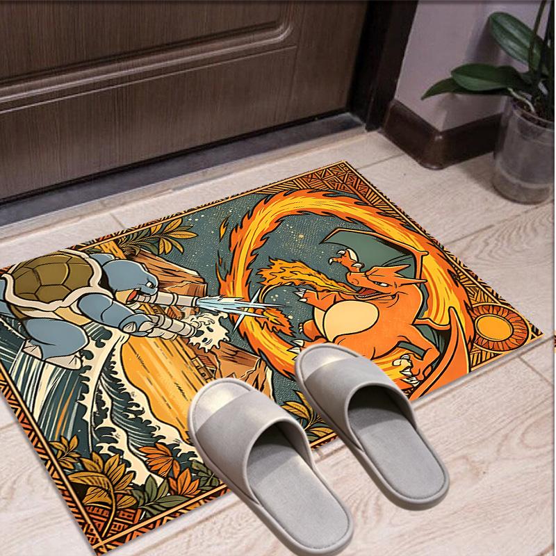 Charizard VS Blastoise Pattern Rug, Indoor/Outdoor Mat, for Picnic, Gameroom, Bedroom, Office, Living Room, Home Decor Carpet, Birthday Gift