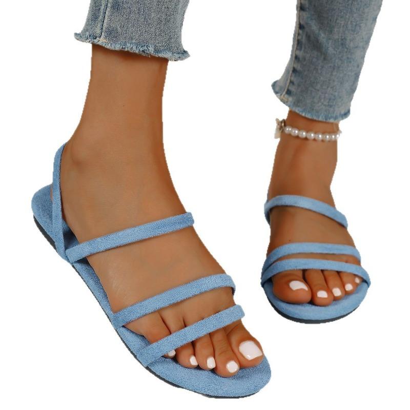 Summer new thin strap low heel square heel sandals comfortable and versatile students wear two women's sandals with one word
