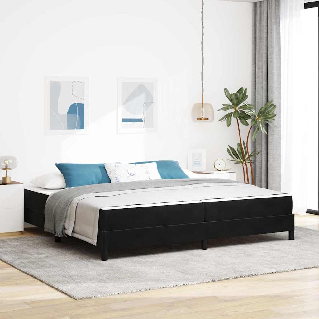 Box Spring Bed with Mattress Black 200 x 200 cm Fabric
