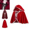 Lussuoso Mantello Corto con Cappuccio e Bordi in Pizzo Rosso Vino per Donna Perfetto per Halloween e Altro
