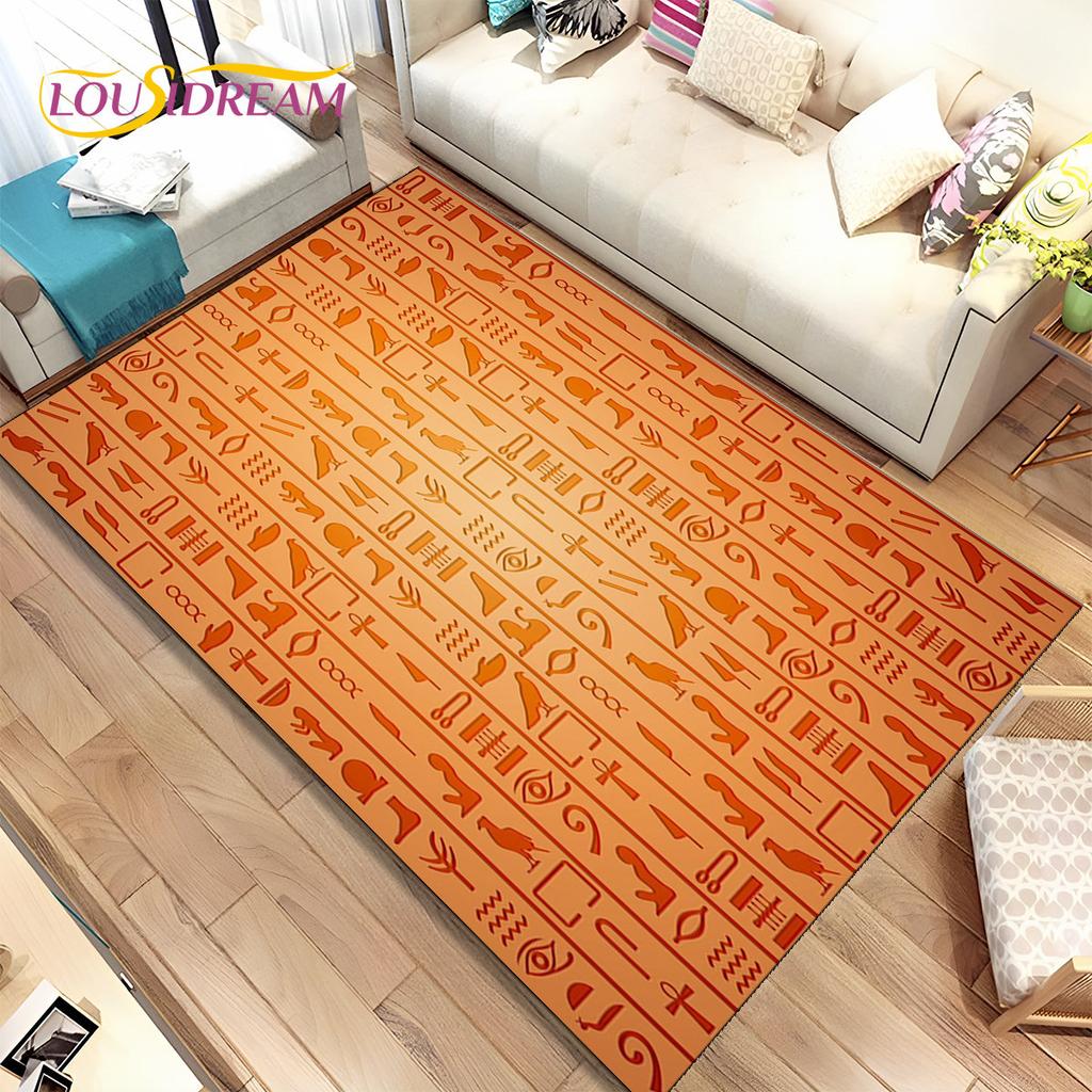 Egyptian Mythology Pharaoh Hieroglyphics Area Rug,Carpet for Home Living Room Bedroom Sofa Doormat Decor,kids Non-slip Floor Mat