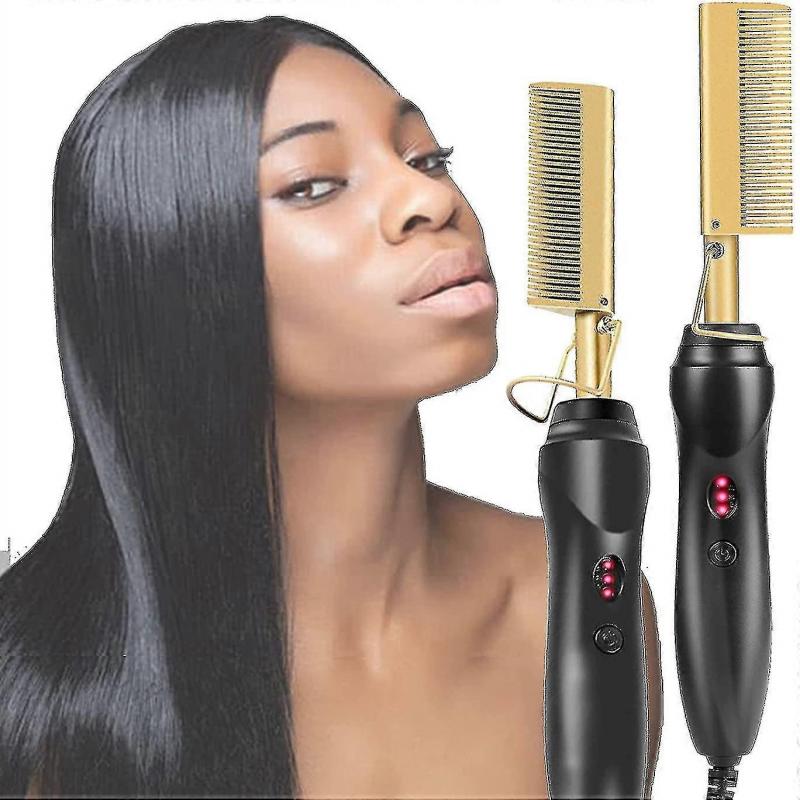 Hot Comb Straighteners, Electric Hair Straightener For Thick Afro Hair, Wig, Beard, Hot Anti-scald Portable Curling1pc