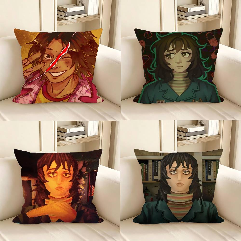 1pc Horror Game M-Mouthwashing Pillow Case Fashion Square Pillowcase Bedroom Sofa Room Ins Decoration Leisure