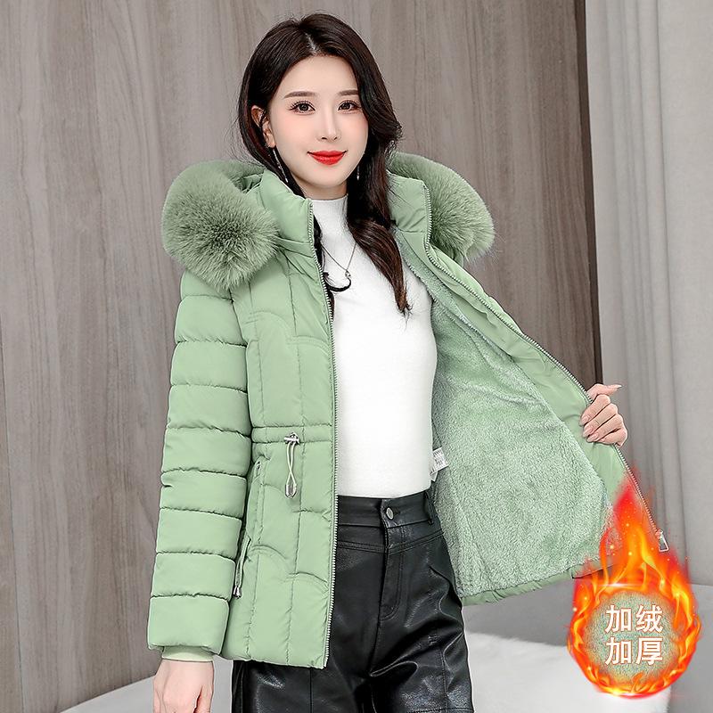 

Зимняя новая модная повседневная куртка с большим меховым воротником, утолщенная хлопковая одежда, короткая модная теплая и тонкая куртка 4XL-135-75kg