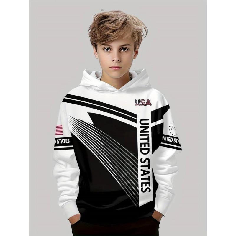 Herbst Classic Kinderkleidung Jungen Hoodies Langarm Streifen 3D Druck Street Locker Komfort Outdoor Jungen Oberteil Kinderkleidung