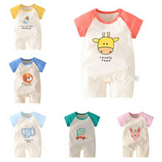 Baby Short-Sleeve Hooded Romper for Summer Outdoors