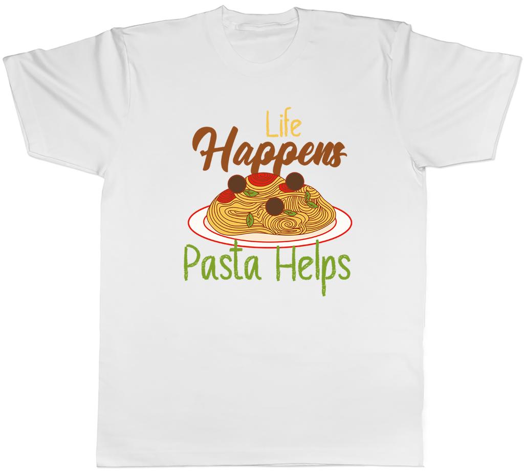 Life Happens Pasta Helps Unisexs TShirt Funny Foodie Spaghetti Lover Tee Gift