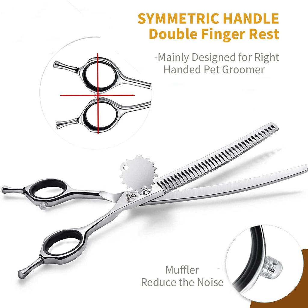 Sangelar 7 inch Professional Top Grade Japan 440C Fishbone Pet Thinning Scissors Dog Grooming Tools Super Steel Pet Hair Scissors Tools