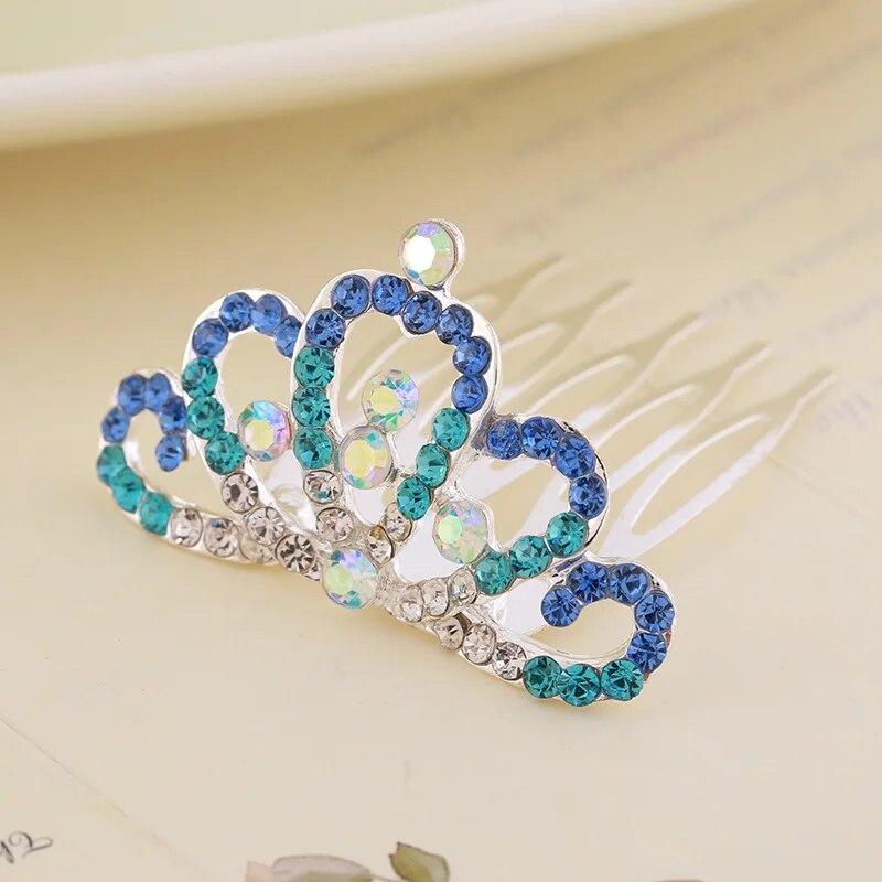 Tiaras com glitter para crianças, tiaras de cabelo com coroa 3D para meninas, bastões de cabelo de princesa para festival brilhante, acessórios para cabelo para meninas