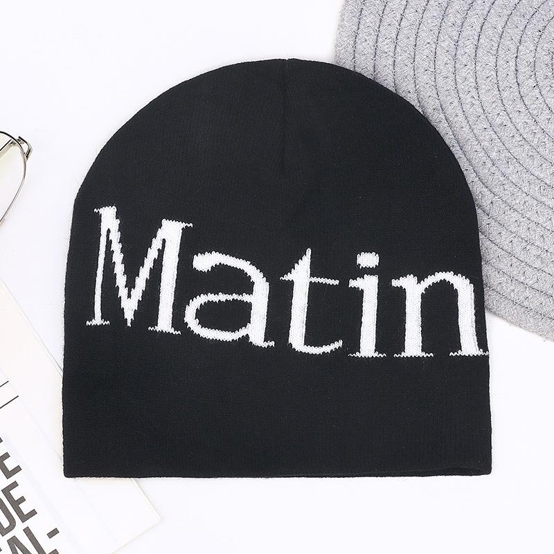 Wool hat autumn and winter letter black men and women versatile warm new street knitted hat trendy gray cold hat