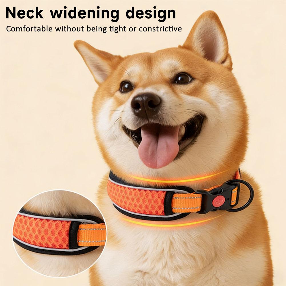 Breathable Honeycomb Mesh Dog Collar Adjustable Reflective Nylon Soft Anti-Strangle Lightweight Pet Collar for Small Medium Large Dogs Outdoor Walking