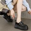 Fashion 8.5CM New Patent Synthetic Leather Platform Wedge Chunky Sneakers Spring Fashion Boots Pumps Hook Women Autumn Pupil Shoes