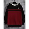 Black and Red Contrasting Minimalist Striped Design Hoodie for All Seasons Comfort, Machine Washable Casual Pullover