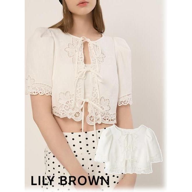 (10% OFF & 300 yen OFF for a limited time) Lily Brown / Lily Brown Cutwork Panel Lace Jacket 26 Spring/Summer. LWFJ262100
