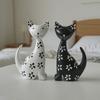 Black & White Couple Spotted Kitten Ornament, Nordic Minimalist Wooden Cat Ornament - Cute Cat, Desktop Decoration