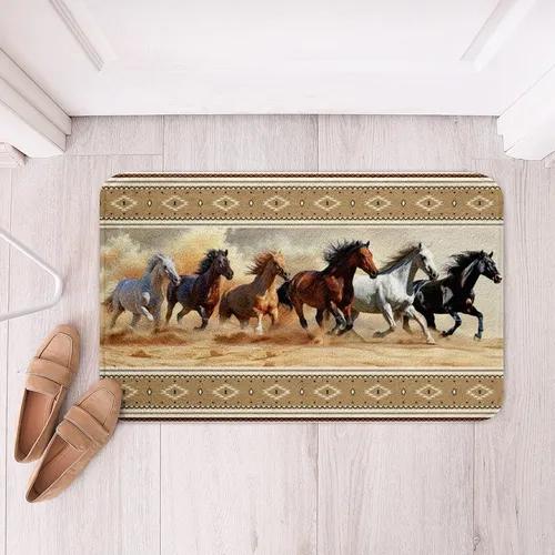 

Bohomia Style Doormat Entrance Mat Running Horse Tribal Pattern Non Slip Print Floor Mat for Entryway Bathroom Kitchen Hallway 40cm x 60cm