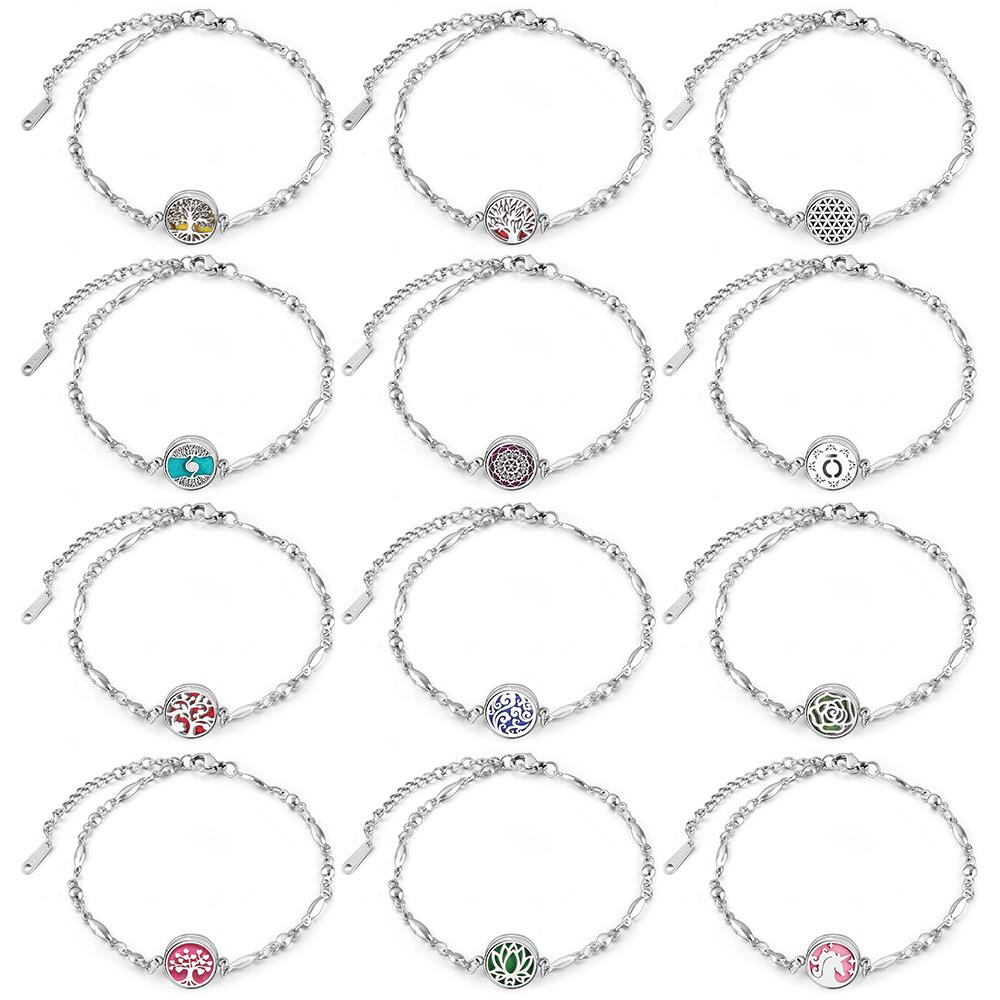 New Aromatherapy Locket Bracelet 12mm Essential Oil Diffuser Perfume Bangles Tree of Life High Quality Stainless Steel Jewelry