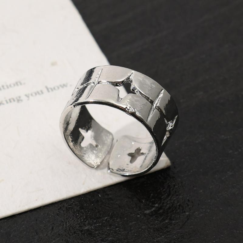Fashion Vintage Silver Color Cross Star Rings for Women Men Punk Gothic Unisex Rings Festivals Party Jewelry Daily Accessories