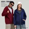 Heavy cardigan sweatshirt men's spring and autumn thin couple double pull versatile solid color trendy brand hooded jacket