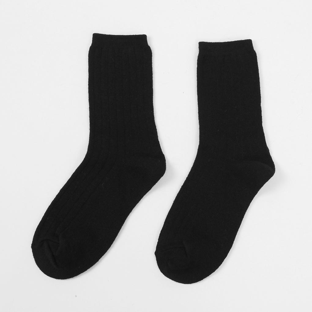 Winter Cozy Men's Mid-Calf Socks Wool Daily Casual Black
