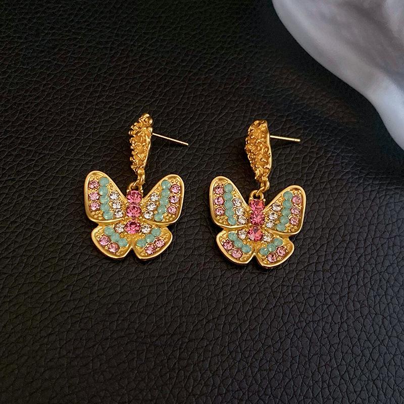 Silver Needle Zircon Earrings Retro Light Luxury Court Style Stud Earrings Niche High-end Earrings