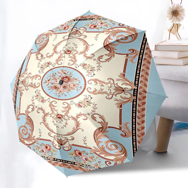 1PC Floral Pattern Ornamentation Umbrella-8-Rib Reinforced, Automatic Open, Lightweight & Durable, Fashion Accessory for Outdoor, Beach L0332