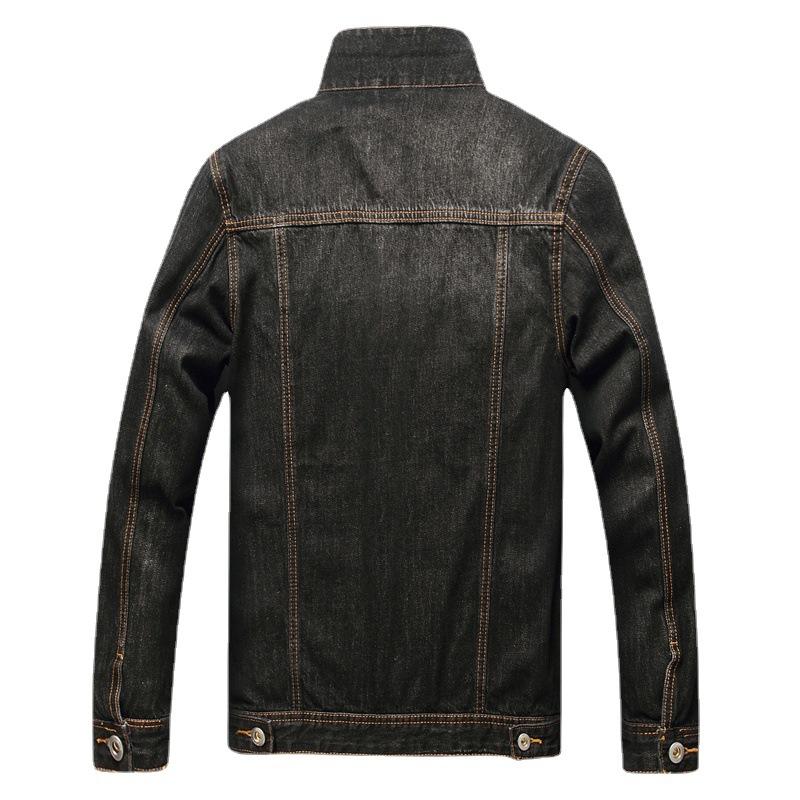 Evropská a americká jarní a podzimní nová černá roztrhaná džínová bunda s kapsami ve švu, bavlněná jednořadá volná džínová bunda pro mládež