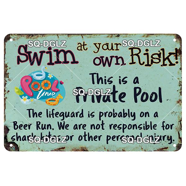 [SQ-DGLZ] Welcome Swim Pool Rules Metal Sign Vintage Plaque Tin Sign Plate Wall Decor For Bar Club Man Cave Art Painting Poster