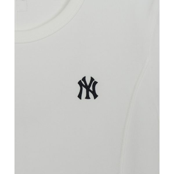 MLB New York Yankees Arc Hem Basic Embroidered Logo Crew Neck Short Sleeve Summer Breathable High-Value T-Shirt Women T-Shirt 3FTSB1163-50WHS