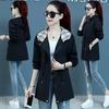 Women's Jacket Trench Coat Korean Spring Autumn Loose Long Sleeve Short Coats Female Windbreaker Hooded Outerwear Tops