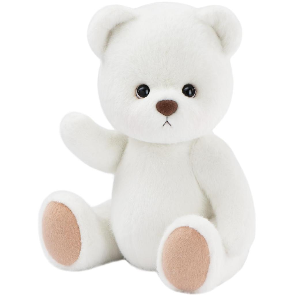 TeddyTales Lina Bear Handmade Plush Teddy Bear Dress-Up Doll, Small, Milk White (20cm)