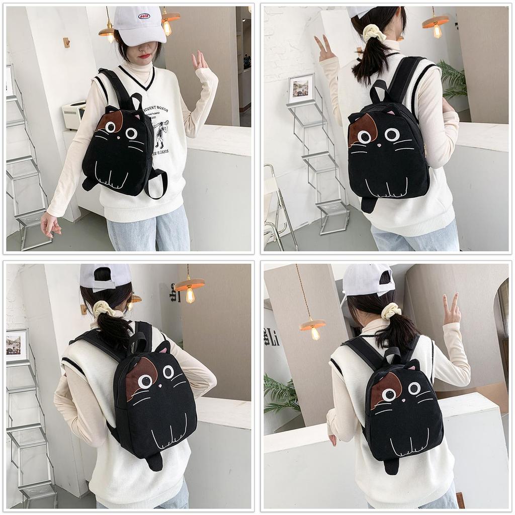 New Arrival 20l Canvas Cat Backpack For Girls And Boys Soft And Durable With Lovely Print