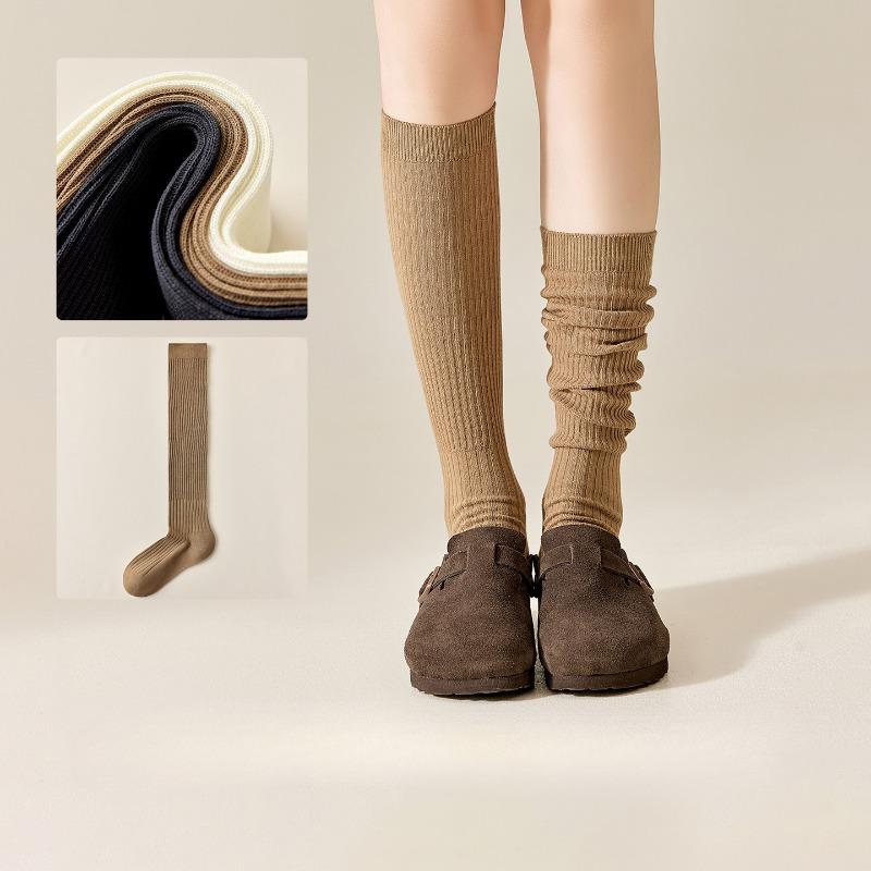 White Socks for Women, Pure Cotton Compression Calf Socks, Antibacterial and Deodorizing High Socks, Boneless Long Socks