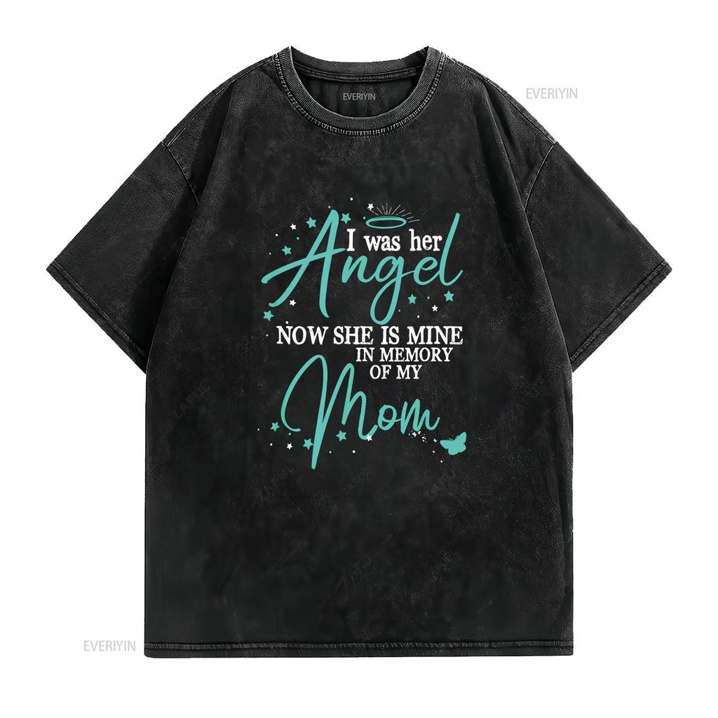 War Ihr Engel Jetzt Ist Sie Mein Erinnerung An Meine Mutter Im Himmel T-Shirt vintage gewaschen Unisex Designerkleidung Lässig Leicht